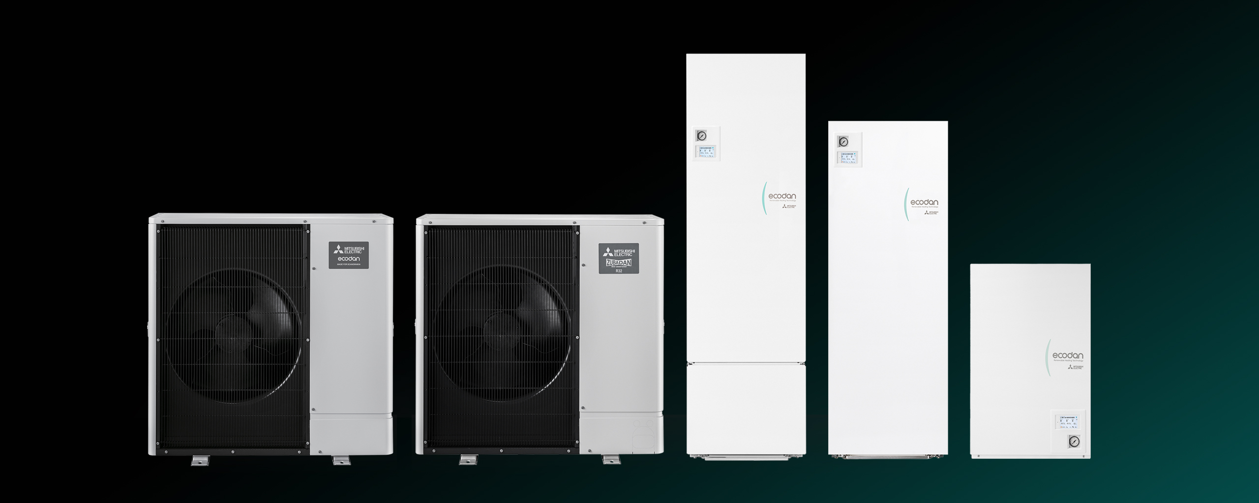 Ecodan inne- og utedeler. Collage.