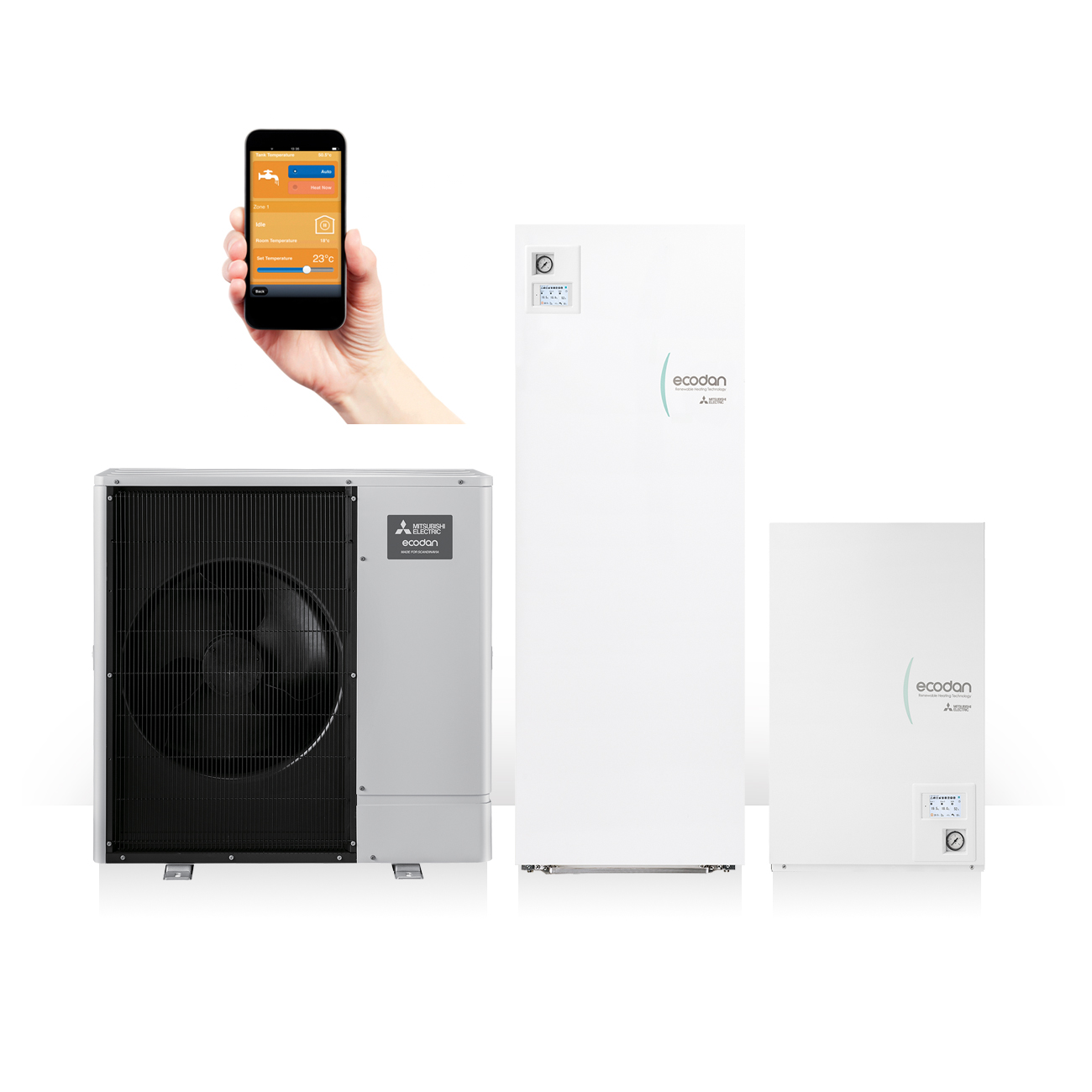 Inne- og utedel. Hånd med fjernkontroll. Fotocollage.